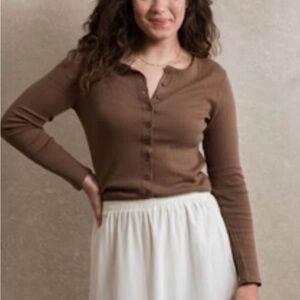 Elegant Brown Button-Down Women's Shirt